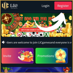 register button of lic games app